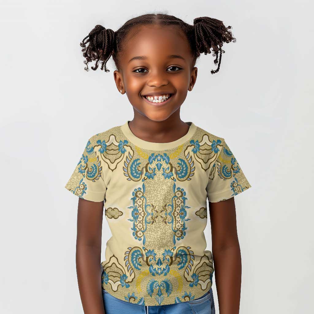 Madiba Nelson Mandela Batik Kid T shirt Yellow Blue Indonesia Heritage - African Pride