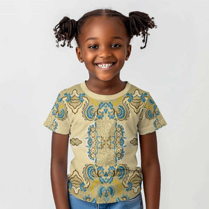 Madiba Nelson Mandela Batik Kid T shirt Yellow Blue Indonesia Heritage - African Pride