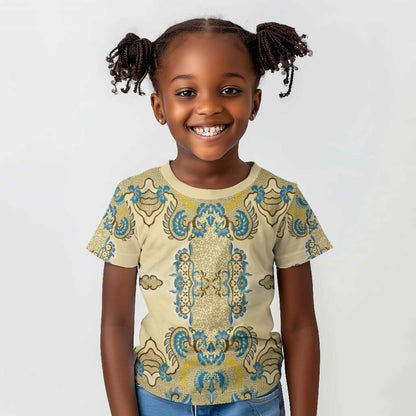 Madiba Nelson Mandela Batik Kid T shirt Yellow Blue Indonesia Heritage - African Pride