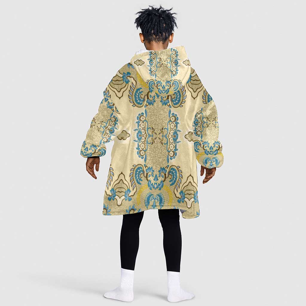 Madiba Nelson Mandela Batik Kid Wearable Blanket Hoodie Yellow Blue Indonesia Heritage - African Pride