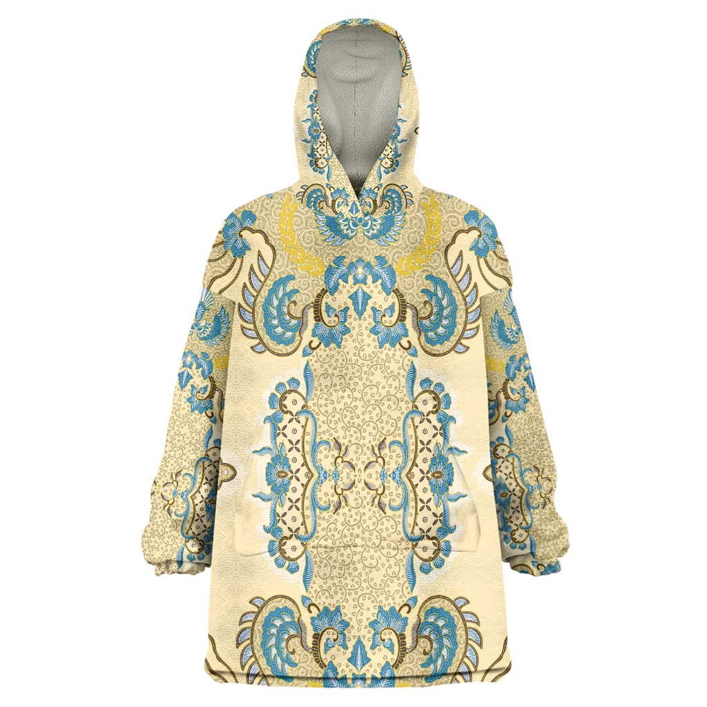 Madiba Nelson Mandela Batik Kid Wearable Blanket Hoodie Yellow Blue Indonesia Heritage - African Pride