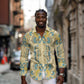 Madiba Nelson Mandela Batik Long Sleeve Button Shirt Yellow Blue Indonesia Heritage - African Pride