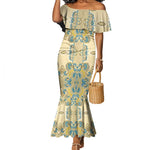 Madiba Nelson Mandela Batik Mermaid Dress Yellow Blue Indonesia Heritage - African Pride