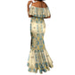 Madiba Nelson Mandela Batik Mermaid Dress Yellow Blue Indonesia Heritage - African Pride