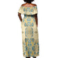 Madiba Nelson Mandela Batik Off Shoulder Maxi Dress Yellow Blue Indonesia Heritage - African Pride