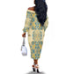 Madiba Nelson Mandela Batik Off The Shoulder Long Sleeve Dress Yellow Blue Indonesia Heritage - African Pride