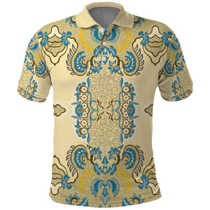 Madiba Nelson Mandela Batik Polo Shirt Yellow Blue Indonesia Heritage - African Pride