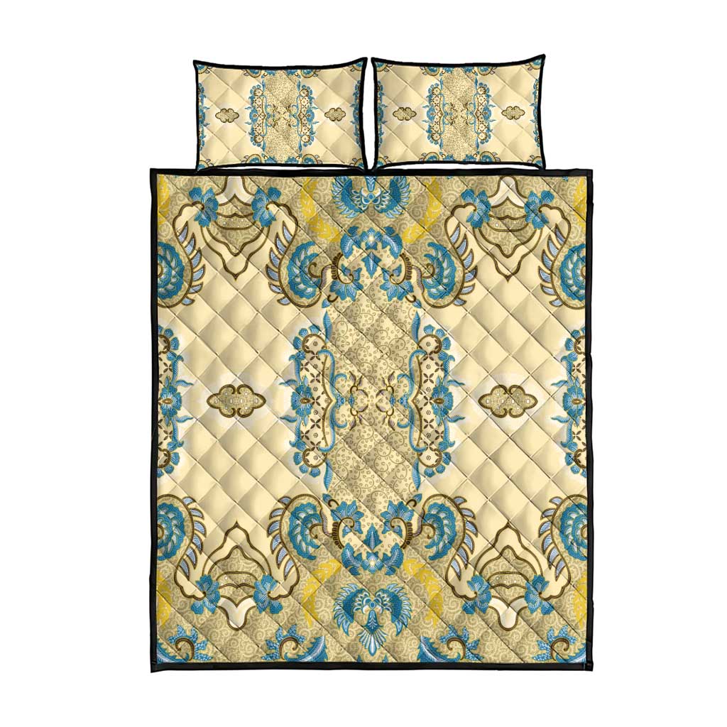 Madiba Nelson Mandela Batik Quilt Bed Set Yellow Blue Indonesia Heritage - African Pride