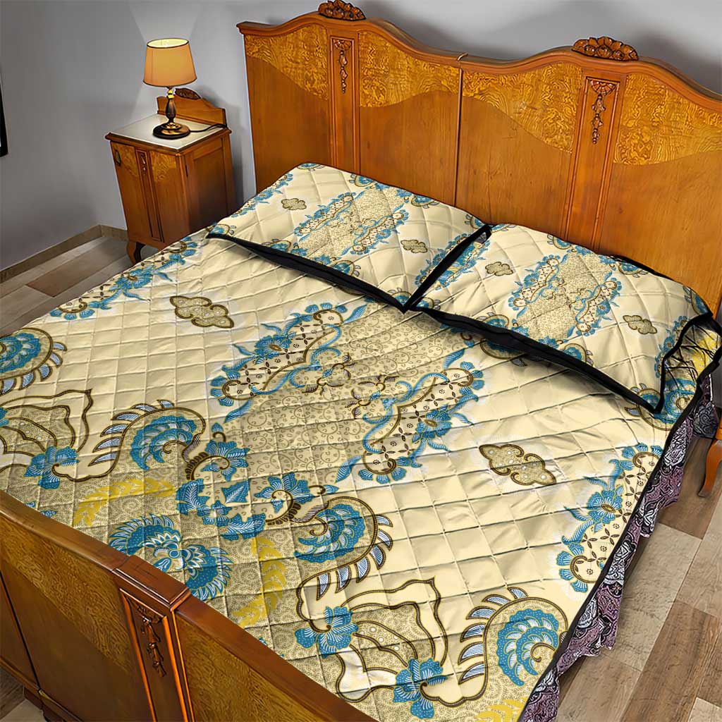 Madiba Nelson Mandela Batik Quilt Bed Set Yellow Blue Indonesia Heritage - African Pride
