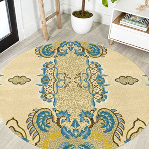 Madiba Nelson Mandela Batik Round Carpet Yellow Blue Indonesia Heritage - African Pride