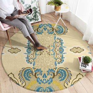 Madiba Nelson Mandela Batik Round Carpet Yellow Blue Indonesia Heritage - African Pride