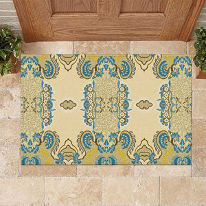 Madiba Nelson Mandela Batik Rubber Doormat Yellow Blue Indonesia Heritage - African Pride