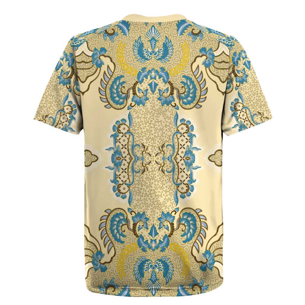 Madiba Nelson Mandela Batik Rugby Jersey Yellow Blue Indonesia Heritage - African Pride