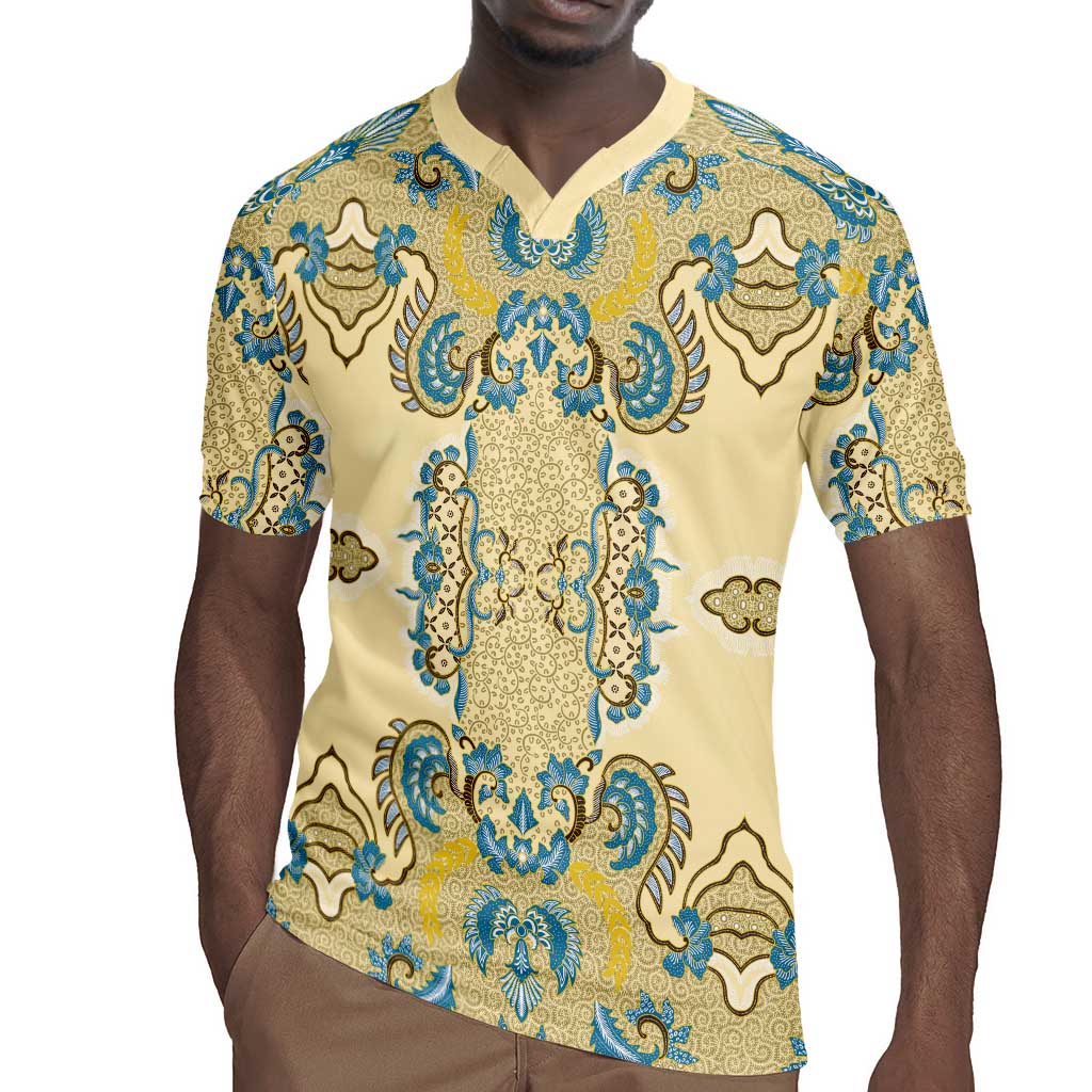 Madiba Nelson Mandela Batik Rugby Jersey Yellow Blue Indonesia Heritage - African Pride