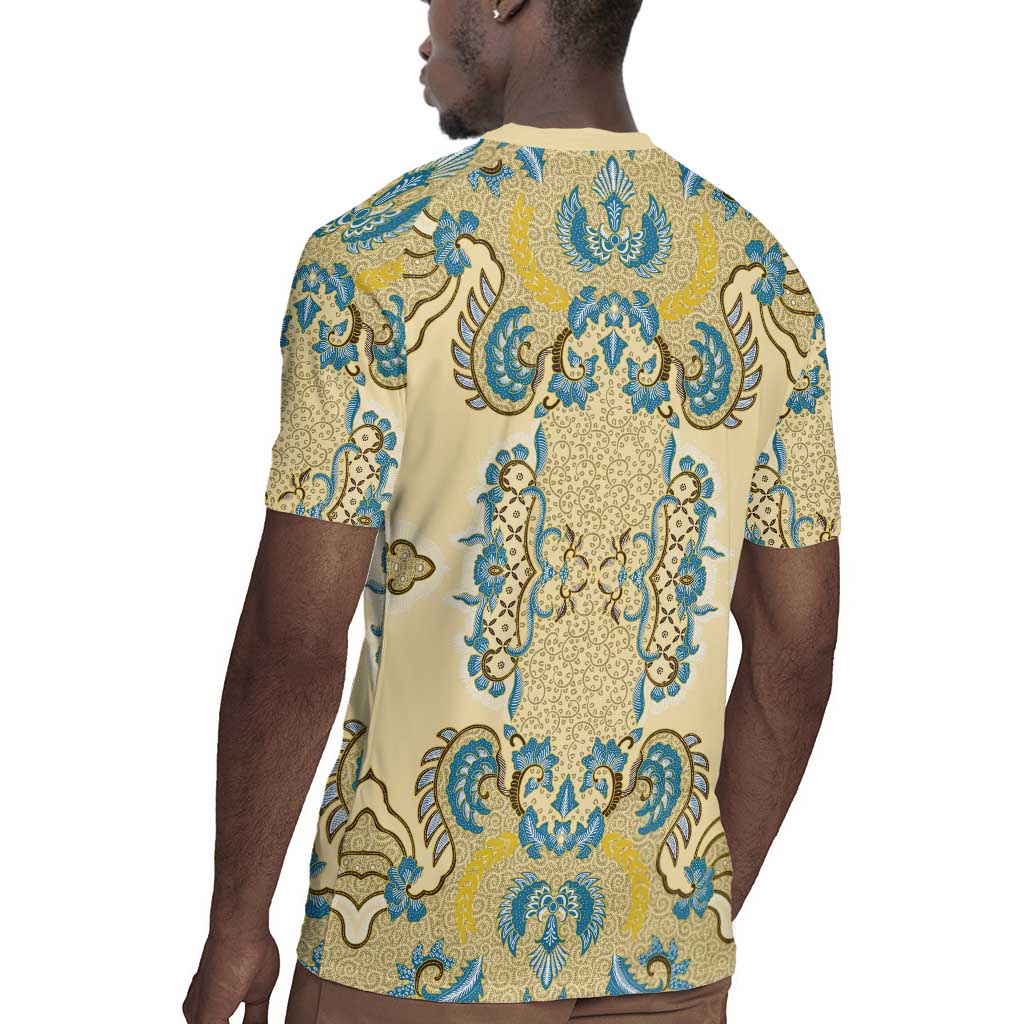 Madiba Nelson Mandela Batik Rugby Jersey Yellow Blue Indonesia Heritage - African Pride
