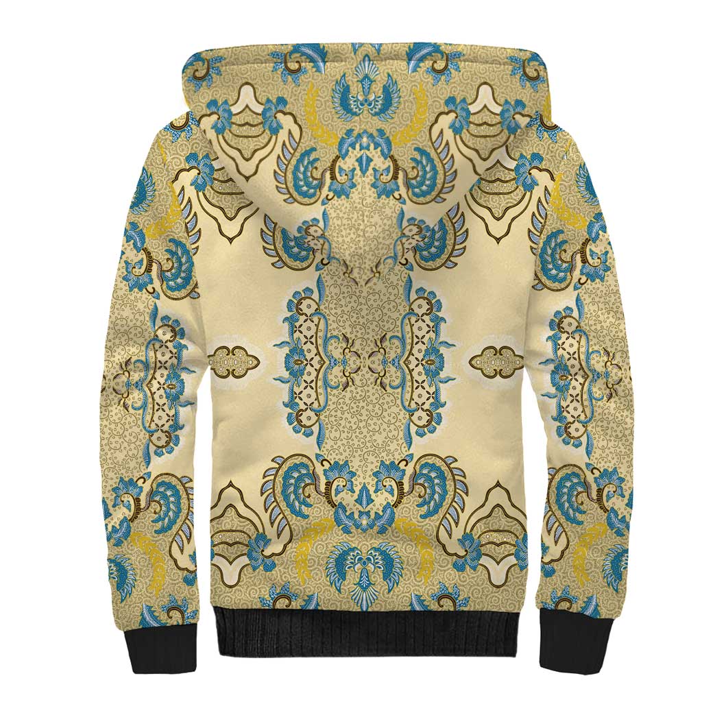 Madiba Nelson Mandela Batik Sherpa Hoodie Yellow Blue Indonesia Heritage - African Pride
