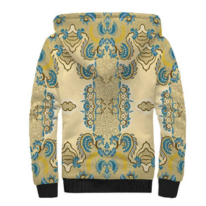 Madiba Nelson Mandela Batik Sherpa Hoodie Yellow Blue Indonesia Heritage - African Pride