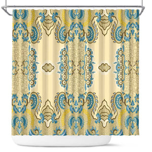 Madiba Nelson Mandela Batik Shower Curtain Yellow Blue Indonesia Heritage - African Pride