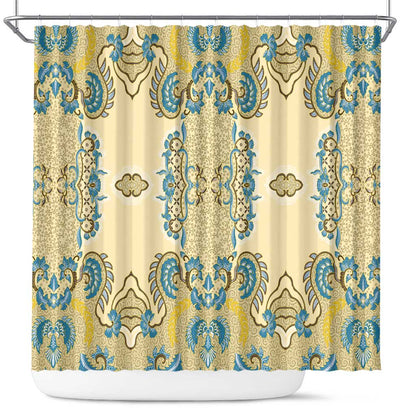 Madiba Nelson Mandela Batik Shower Curtain Yellow Blue Indonesia Heritage - African Pride