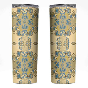 Madiba Nelson Mandela Batik Skinny Tumbler Yellow Blue Indonesia Heritage LT15