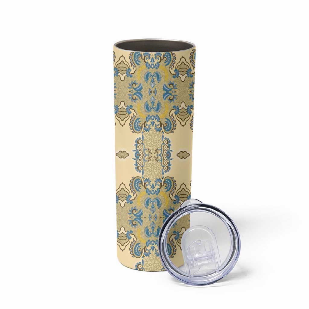 Madiba Nelson Mandela Batik Skinny Tumbler Yellow Blue Indonesia Heritage LT15