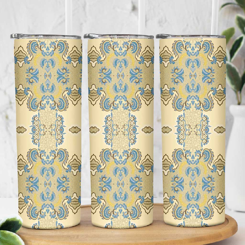 Madiba Nelson Mandela Batik Skinny Tumbler Yellow Blue Indonesia Heritage LT15