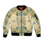 Madiba Nelson Mandela Batik Sleeve Zip Bomber Jacket Yellow Blue Indonesia Heritage - African Pride