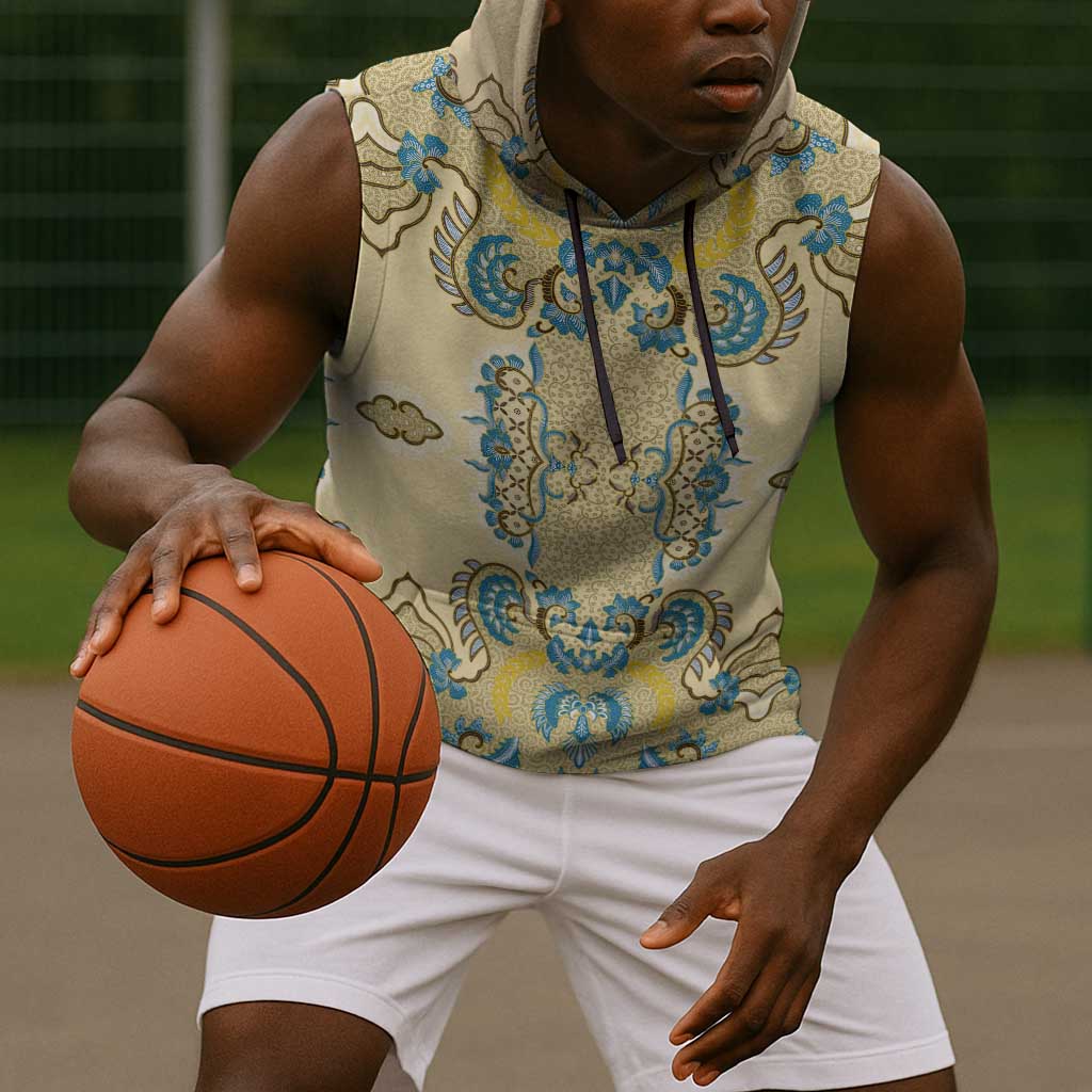 Madiba Nelson Mandela Batik Sleeveless Hoodie Yellow Blue Indonesia Heritage - African Pride