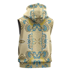 Madiba Nelson Mandela Batik Sleeveless Zip Hoodie Yellow Blue Indonesia Heritage - African Pride