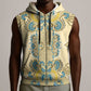 Madiba Nelson Mandela Batik Sleeveless Zip Hoodie Yellow Blue Indonesia Heritage - African Pride