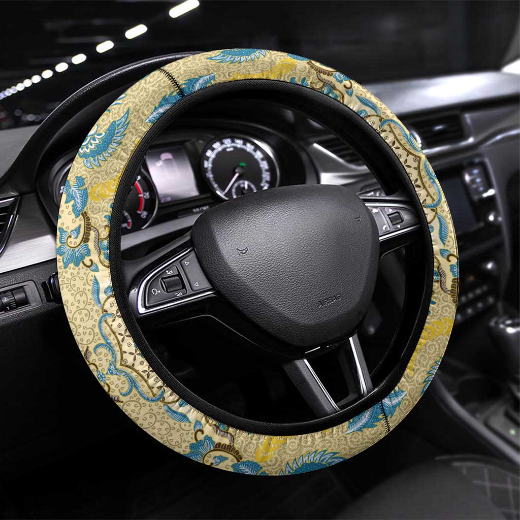 Madiba Nelson Mandela Batik Steering Wheel Cover Yellow Blue Indonesia Heritage - African Pride