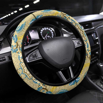 Madiba Nelson Mandela Batik Steering Wheel Cover Yellow Blue Indonesia Heritage - African Pride