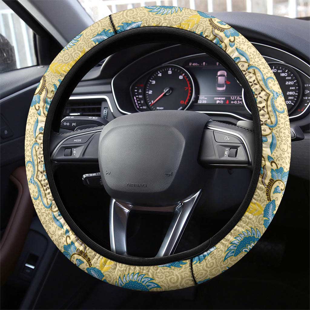 Madiba Nelson Mandela Batik Steering Wheel Cover Yellow Blue Indonesia Heritage - African Pride