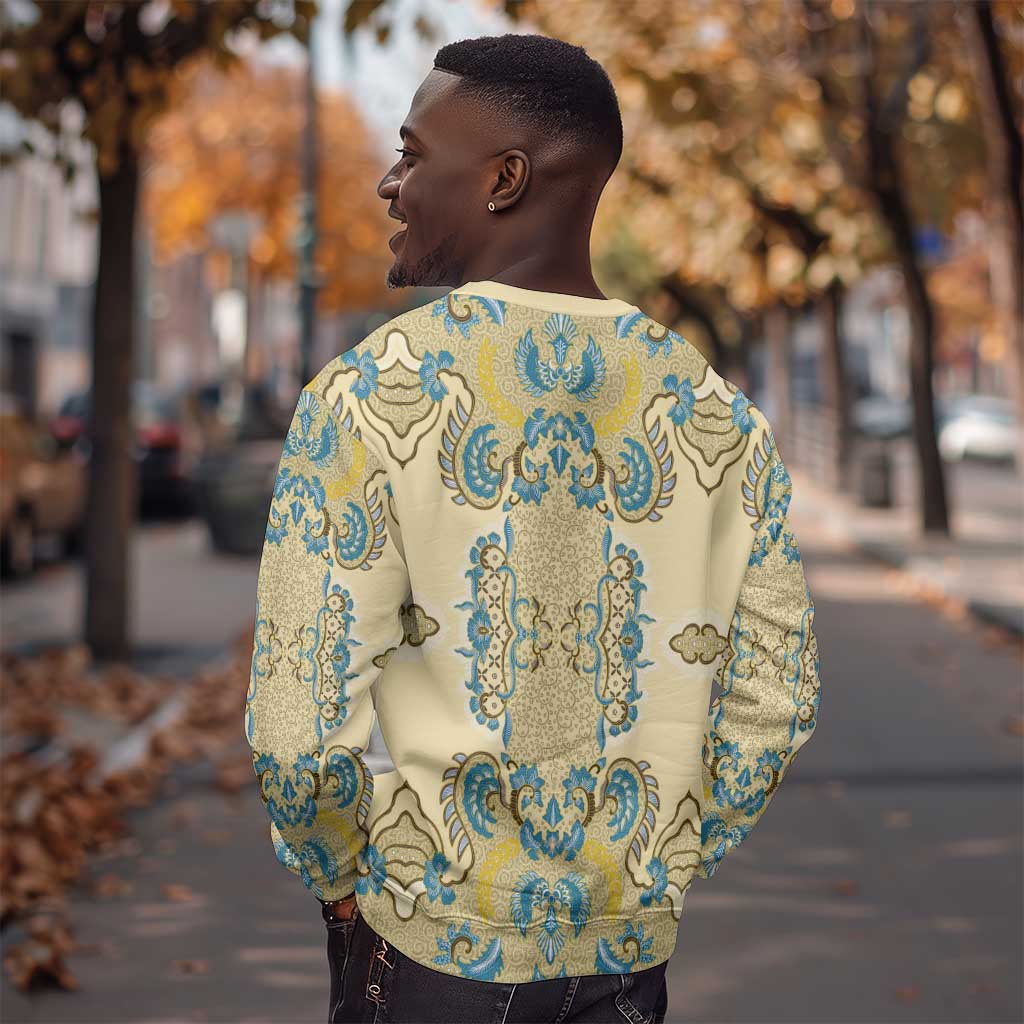 Madiba Nelson Mandela Batik Sweatshirt Yellow Blue Indonesia Heritage - African Pride