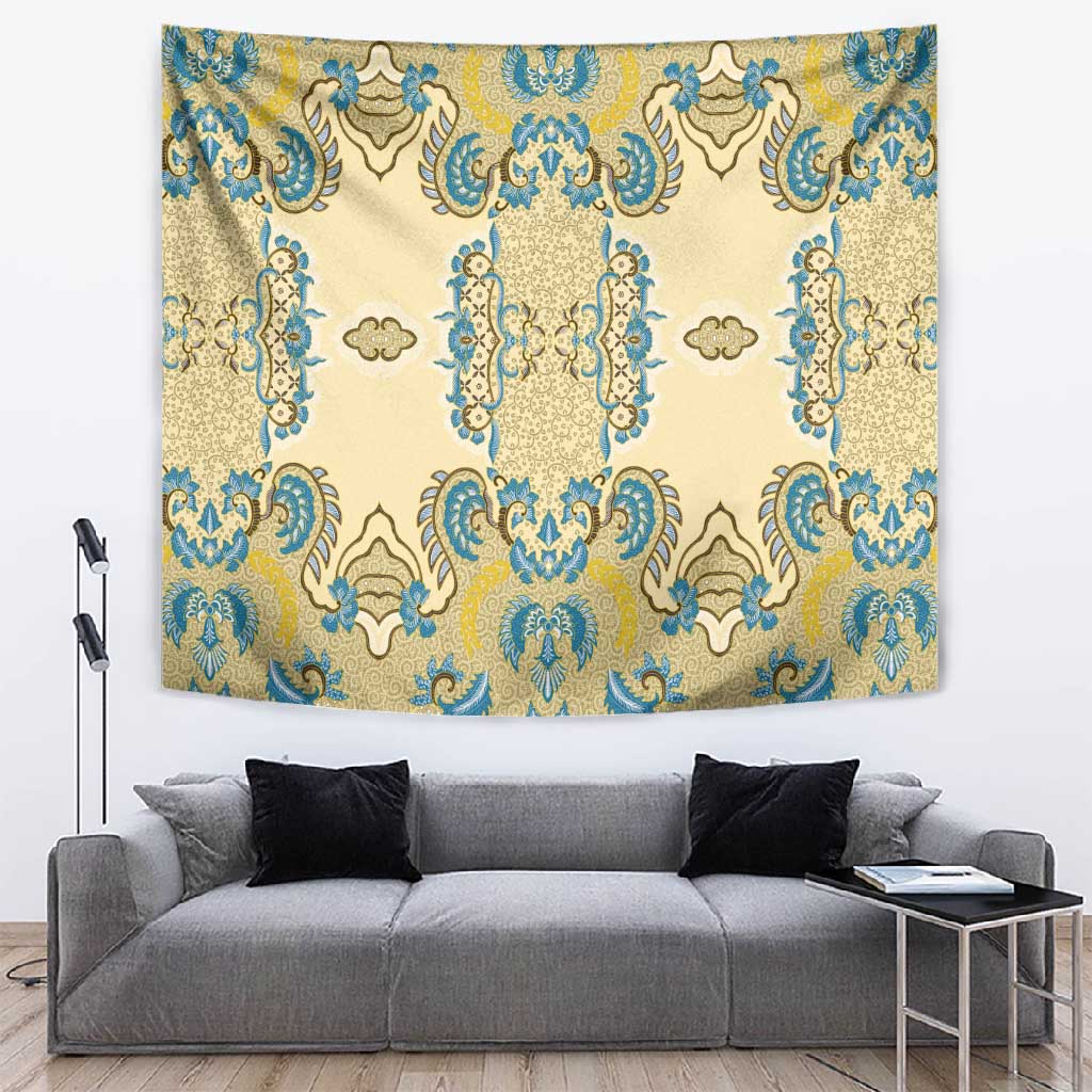 Madiba Nelson Mandela Batik Tapestry Yellow Blue Indonesia Heritage - African Pride