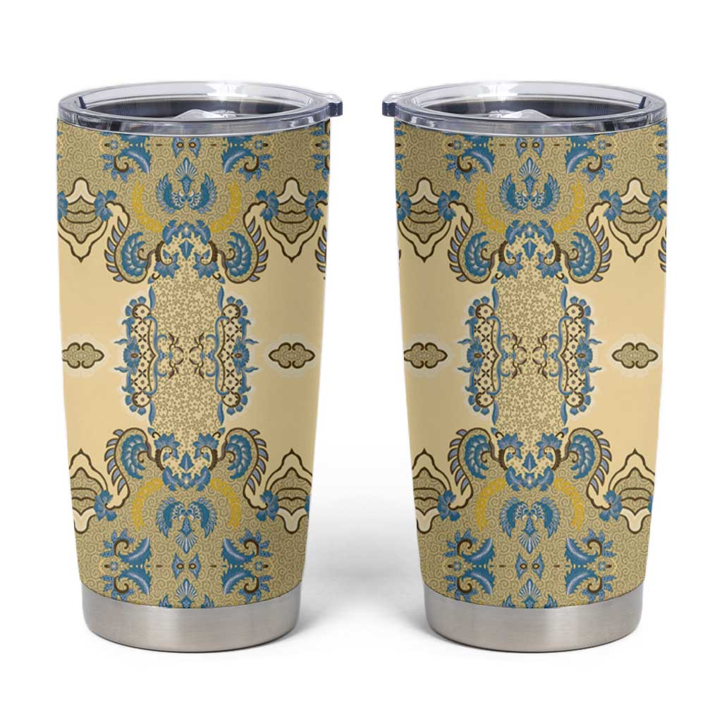 Madiba Nelson Mandela Batik Tumbler Cup Yellow Blue Indonesia Heritage LT15