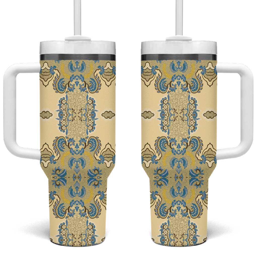 Madiba Nelson Mandela Batik Tumbler With Handle Yellow Blue Indonesia Heritage LT15