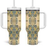Madiba Nelson Mandela Batik Tumbler With Handle Yellow Blue Indonesia Heritage LT15