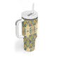 Madiba Nelson Mandela Batik Tumbler With Handle Yellow Blue Indonesia Heritage LT15
