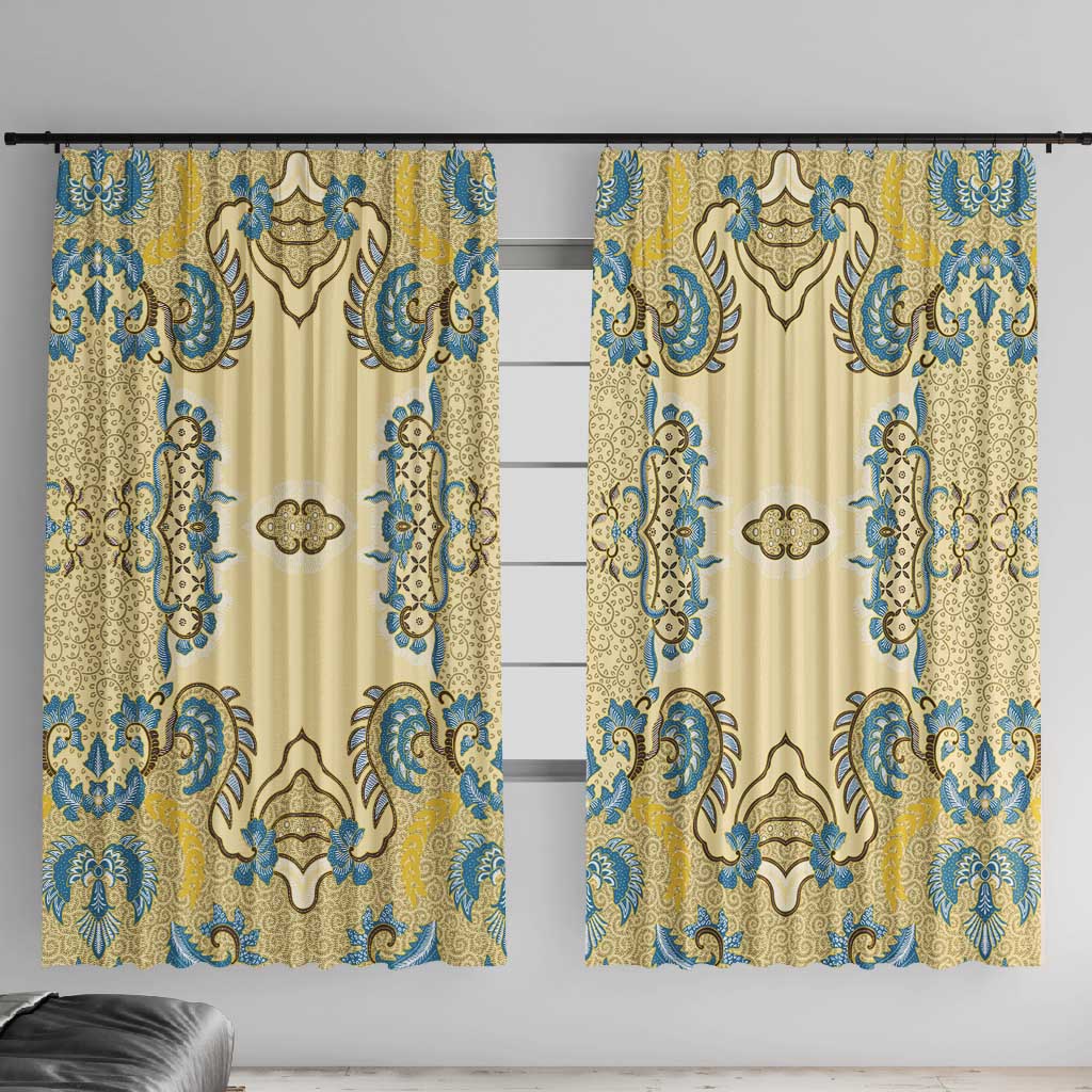 Madiba Nelson Mandela Batik Window Curtain Yellow Blue Indonesia Heritage - African Pride