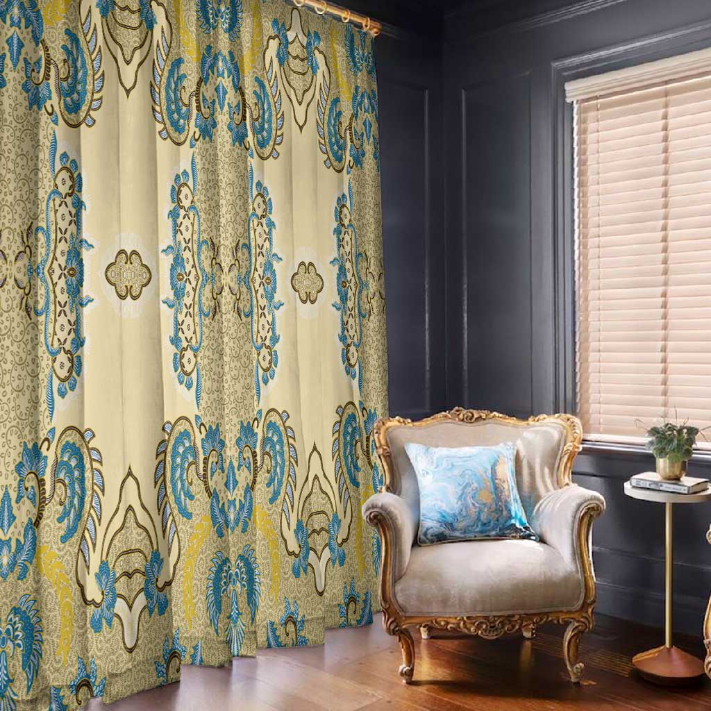 Madiba Nelson Mandela Batik Window Curtain Yellow Blue Indonesia Heritage - African Pride