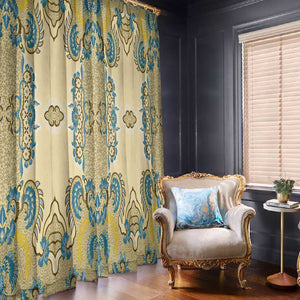 Madiba Nelson Mandela Batik Window Curtain Yellow Blue Indonesia Heritage - African Pride