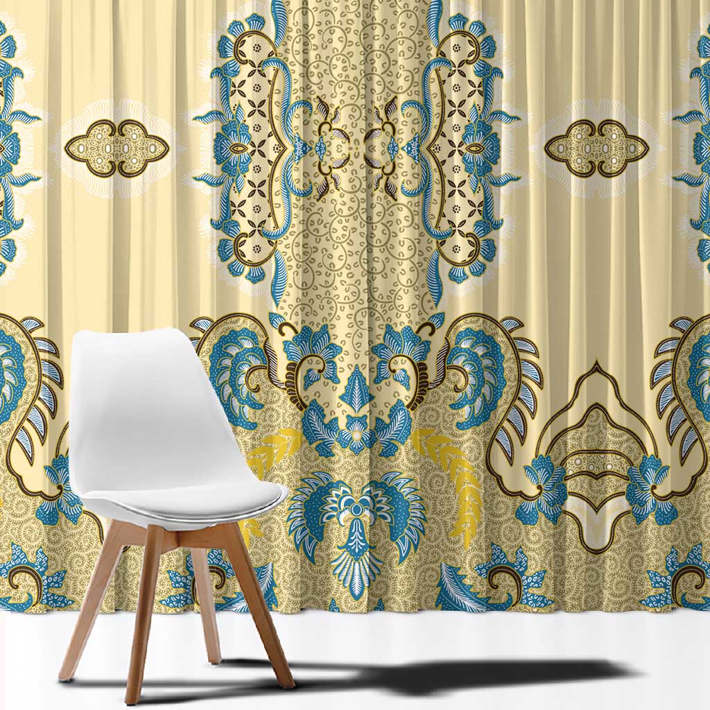 Madiba Nelson Mandela Batik Window Curtain Yellow Blue Indonesia Heritage - African Pride