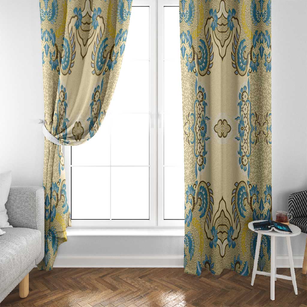 Madiba Nelson Mandela Batik Window Curtain Yellow Blue Indonesia Heritage - African Pride