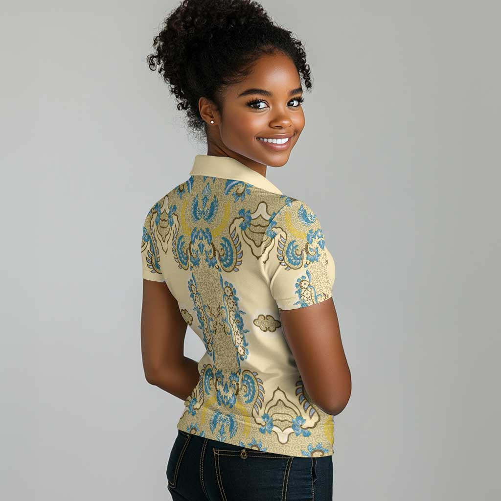 Madiba Nelson Mandela Batik Women Polo Shirt Yellow Blue Indonesia Heritage - African Pride