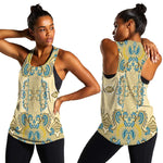 Madiba Nelson Mandela Batik Women Racerback Tank Yellow Blue Indonesia Heritage - African Pride