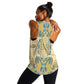 Madiba Nelson Mandela Batik Women Racerback Tank Yellow Blue Indonesia Heritage - African Pride