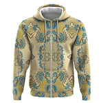 Madiba Nelson Mandela Batik Zip Hoodie Yellow Blue Indonesia Heritage - African Pride