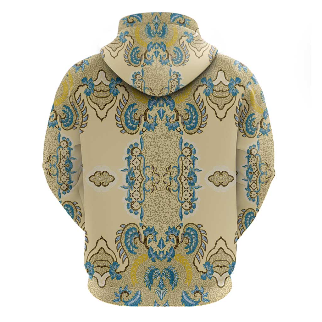 Madiba Nelson Mandela Batik Zip Hoodie Yellow Blue Indonesia Heritage - African Pride