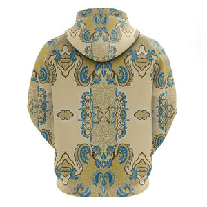 Madiba Nelson Mandela Batik Zip Hoodie Yellow Blue Indonesia Heritage - African Pride